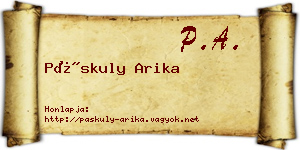 Páskuly Arika névjegykártya